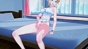 Busty redhead surprises blonde anime chick for pussy licking