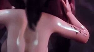 A busty brunette drops to her knees deepthroating demon cock before wild futanari fucking unfolds in fantasy hentai