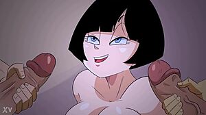 Videl Swallows Double Facial Cum in Dragon Ball Threesome