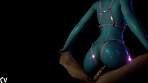 whoa this blue succubus demon grinds and rides cock wildly!