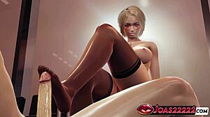 Sharon's Tongue Frenulum Lick on Big Dick Turns to Nylon Footjob Cumshot