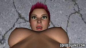 3D redhead lesbian babe moans as tongue dives wet pussy muff