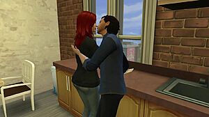 sims 4 redhead couple kitchen fingering blowjob anal creampie orgy