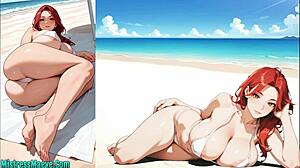 Sexy redhead wife cheats at beach blows monster cock for cuckold cumshot voice acted