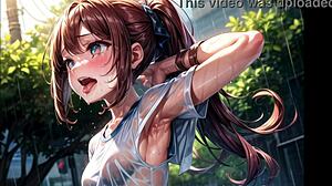 cute young hentai babes stare seductively while flashing sexy armpits and boobs