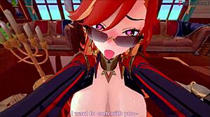 Mavuika fucks naked in jeans office Genshin big tits fantasy!