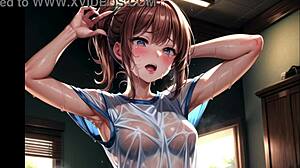 cute young hentai babes stare seductively while flashing sexy armpits and boobs