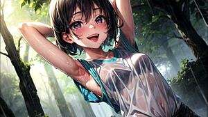 cute young hentai babes stare seductively while flashing sexy armpits and boobs