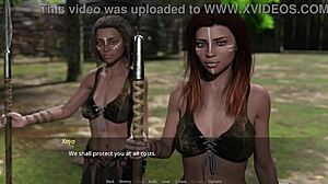 short redhead's huge tits bounce through lusty jungle tour!!