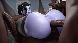 widowmaker takes interracial gangbang double penetration in all holes by huge black cocks