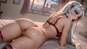 Can Hentai Beauty Survive Double Penetration Hard Anal Squirting in Red Stockings?