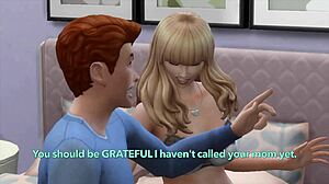 Babysitter's teen pussy licked before hard fuck in Sims