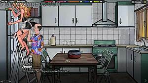 Jenny traps flashing exhibitionist then coats her tits in his thick cum hentai game