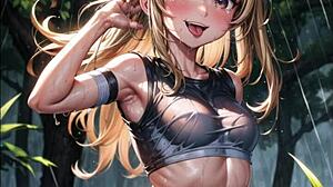 cute young hentai babes stare seductively while flashing sexy armpits and boobs