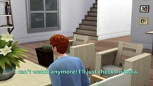 Babysitter's teen pussy licked before hard fuck in Sims