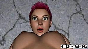 3D redhead lesbian babe moans as tongue dives wet pussy muff