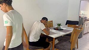 hey, i sneak a hard fuck on my little stepsis while stepdad's distracted... damn she's tight