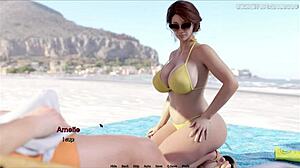 Pervert Stepson Hard for BBW Stepmom Bikini Wants Public Fuck