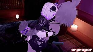 VRChat Pup Masturbates Before Bunny Master Takes Thick Cock Deep