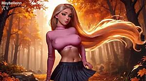 CUTE BLONDE BOUNCES HUGE TITS AND HARD NIPPLES IN SEXY OUTFIT!