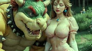 Princess Peach lives blissfully with Bowser in super mario 3d hentai paradise ai-generated