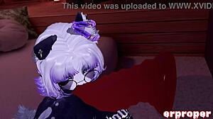 VRChat Pup Masturbates Before Bunny Master Takes Thick Cock Deep