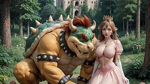Princess Peach lives blissfully with Bowser in super mario 3d hentai paradise ai-generated