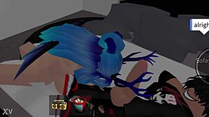 Roblox slut orgasms hard fucking three lucky guys cum