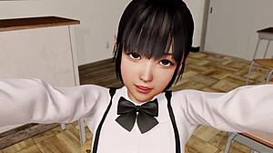 I discover this ponytail teen Japanese schoolgirl in anime hentai