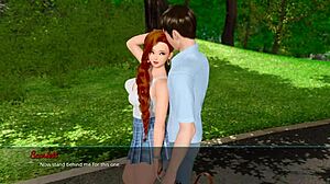 Horny Redhead's Big Tits Press Against You While Kissing in Park 3D Hentai Gameplay