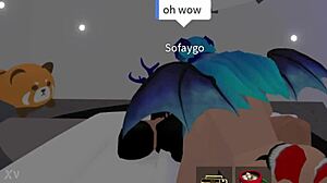 Roblox slut orgasms hard fucking three lucky guys cum