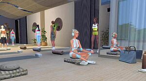 Gym sluts go crazy licking squirting in lesbian anime hentai SFM orgy!