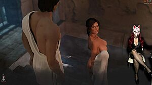 lara ready for that steamy femdom massage on her big tits and legs in stockings