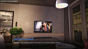 Stepmom's Secret Handjob for Stepson Alone in Living Room Tease