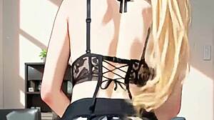 whoa, this perfect blonde maid slut's huge tits and cock in lewdtoons hentai