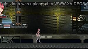 redhead idol runs erotic hentai game sex with robot man pounding her wet pussy