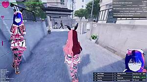 Manaka flashes toys publicly in town during SFM BDSM outdoor gameplay mod