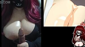 Chubby Goth Wife Intensely Toys Oiled Huge Tits Watching Hentai