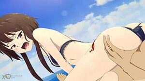 konosuba megumin big ass big tits reverse cowgirl beach ride creampies on monster cock hentai