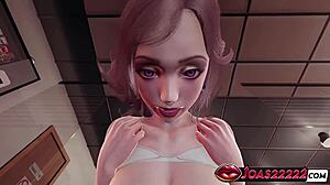 Anime Girl Amber Office Cowgirl Big Tits Bounce On Big Dick Anal Piledriver Creampie