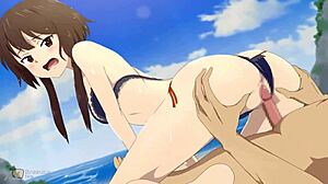 konosuba megumin big ass big tits reverse cowgirl beach ride creampies on monster cock hentai