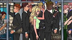 jenny kneels locker room helping pervert cum game