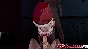 xmas mrs claus big tits bondage blowjob with pussy closeups and handjob cum