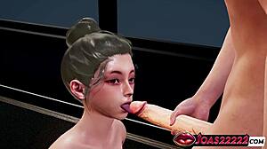 lyala's big ass shakes in 3d rule 34 animation with bondage handjob licking frenulum to cumshot blowjob