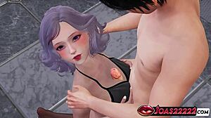 Nylon elf Miya's titfuck bra hides irrumatio swallow facial blast