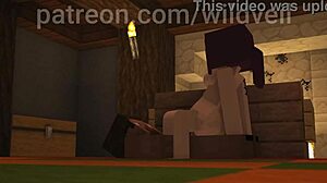 Minecraft threesome cowgirl doggystyle group riding action