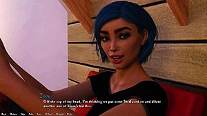 Hot busty blue-haired grunge girl jerks my cock juicy in her room!