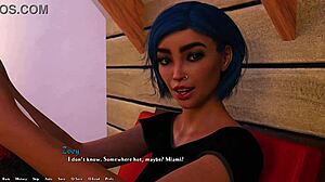 Hot busty blue-haired grunge girl jerks my cock juicy in her room!