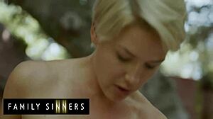 my stepmom blonde milf always craves my cock cowgirl blowjob cum on tits family sinners