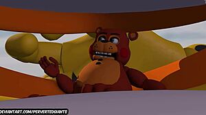 Toy Chica Giantess Traps Giant in Panties with Huge Furry Toys